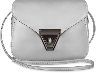 Roztomilá malá kabelka dámská s klopou - stříbrná