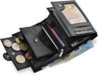 Pánská kožená peněženka Peterson s RFID na karty a bankovky se zapínáním - černá - 5