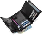 Pánská kožená peněženka Peterson s RFID na karty a bankovky se zapínáním - černá - 6