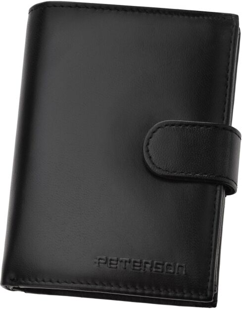 Pánská kožená peněženka Peterson s RFID na karty a bankovky se zapínáním - černá