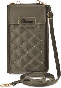 Peterson malá kabelka dámská peněženka pouzdro na telefon 2v1 prošívaná mini kabelka s cvočky - šedá