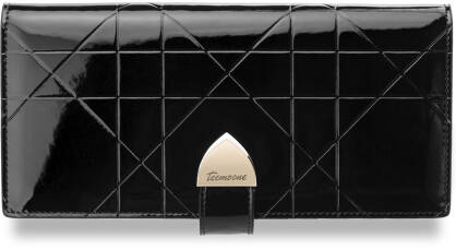 Elegantní lakovaná dámská peněženka se zapínáním z přírodní kůže černá