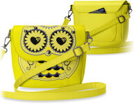Módní dívčí kabelka listonoška s potiskem sovy žlutá - 6
