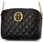 Monnari prošívaná dámská kabelka se vzorovaným lakovaným panelem prošívaná kabelka s řetízkem a logem - černá - 5