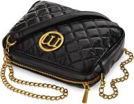 Monnari prošívaná dámská kabelka se vzorovaným lakovaným panelem prošívaná kabelka s řetízkem a logem - černá - 4