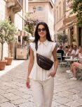 Dámská taška Peterson na rameno, elegantní ledvinka s kapsami, crossbody kabelka - hnědá - 4
