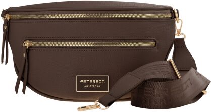 Dámská taška Peterson na rameno, elegantní ledvinka s kapsami, crossbody kabelka - hnědá