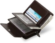 Dámská peněženka s klopou na zip - přírodní kůže - hnědá - 4