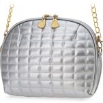 Prošívaná dámská kabelka listonoška - stříbrná - 2