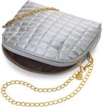 Prošívaná dámská kabelka listonoška - stříbrná - 3