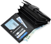 Dámská objemná peněženka z přírodní mramorově hladké kůže peněženka na mince jennifer jones na zip - černá - 4