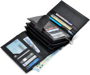 Dámská objemná peněženka z přírodní mramorově hladké kůže peněženka na mince jennifer jones na zip - černá - 5