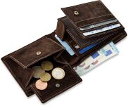 Pánská kožená malá peněženka raw style buffalo wild rfid protection - hnědá - 5