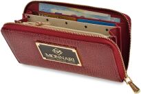 Lakovaná dámská peněženka monnari s logem a reliéfním vzorem kůže - červená - 4